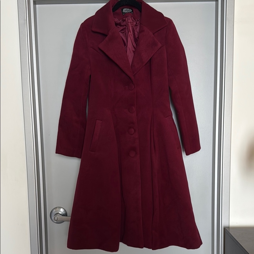 Elegant Berry Colored Pea Coat